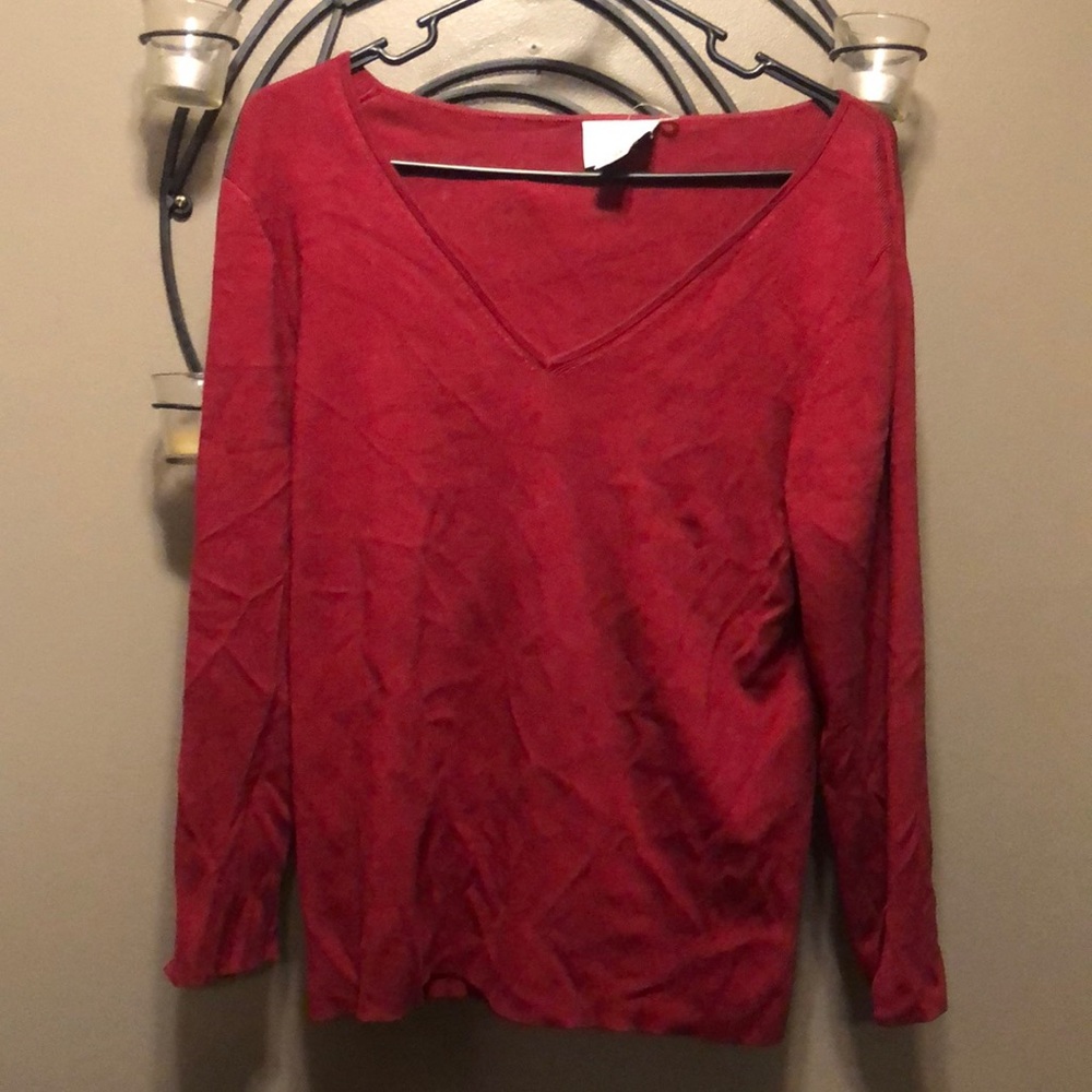 Large V neck long sleeved sweater